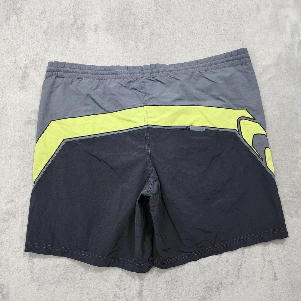 Speedo Swim Trunks Mens L Gray Yellow Colorblock Lined Quick Dry Beach Summer